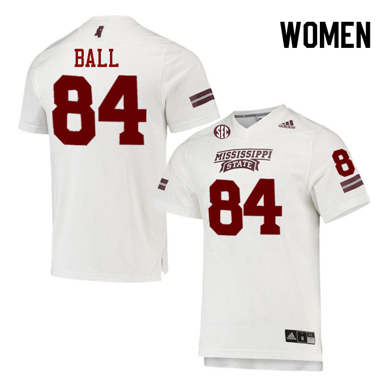 Women #84 Justin Ball Mississippi State Bulldogs College Football Jerseys Stitched-White